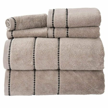 BEDFORD HOME Quick Dry 100 Percent Cotton Zero Twist 6 Piece Towel Set - Taupe 67A-76894